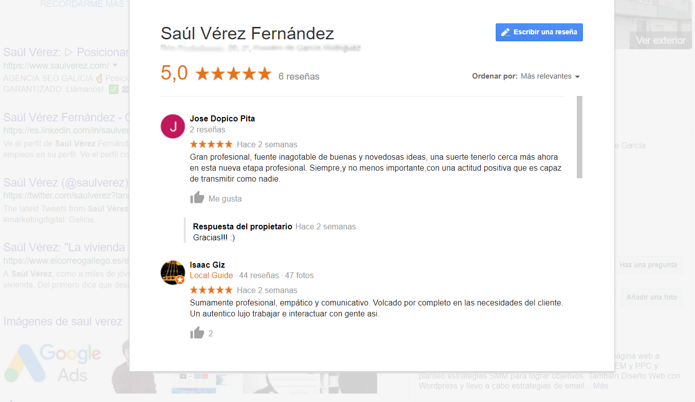 Google my business saulverez.com