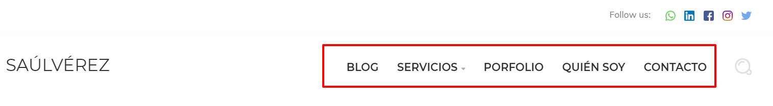 Enlaces a través de menú en página web